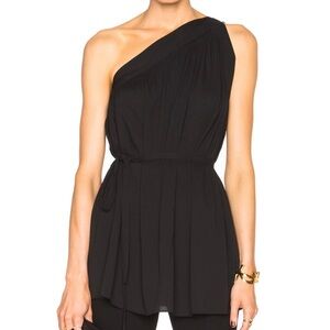 Helmut Lange Women's Sz M Black Drape Sleeveless Asymmetric Modern Business Top